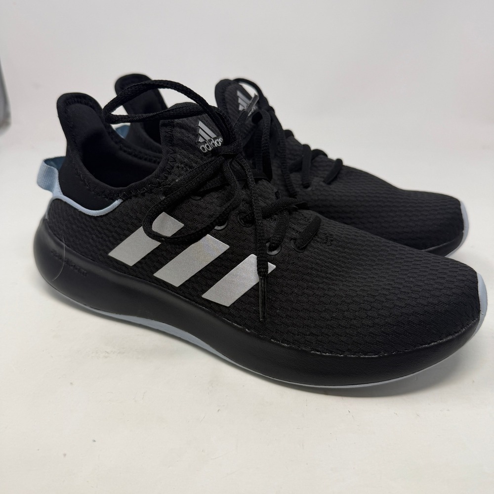 Adidas Running Shoes Womens 8 Cloudfoam Pure Black Silver IG7378 EUC
